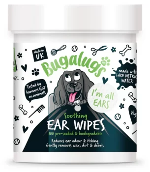 Bugalugs Soothing Biodegradable Ear Wipes for Dogs & Cats - 100WIPES